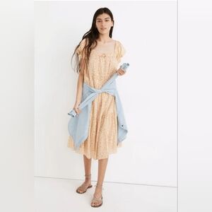 MADEWELL | Square-Neck Tiered Midi Dress | Sunflower Field | Large